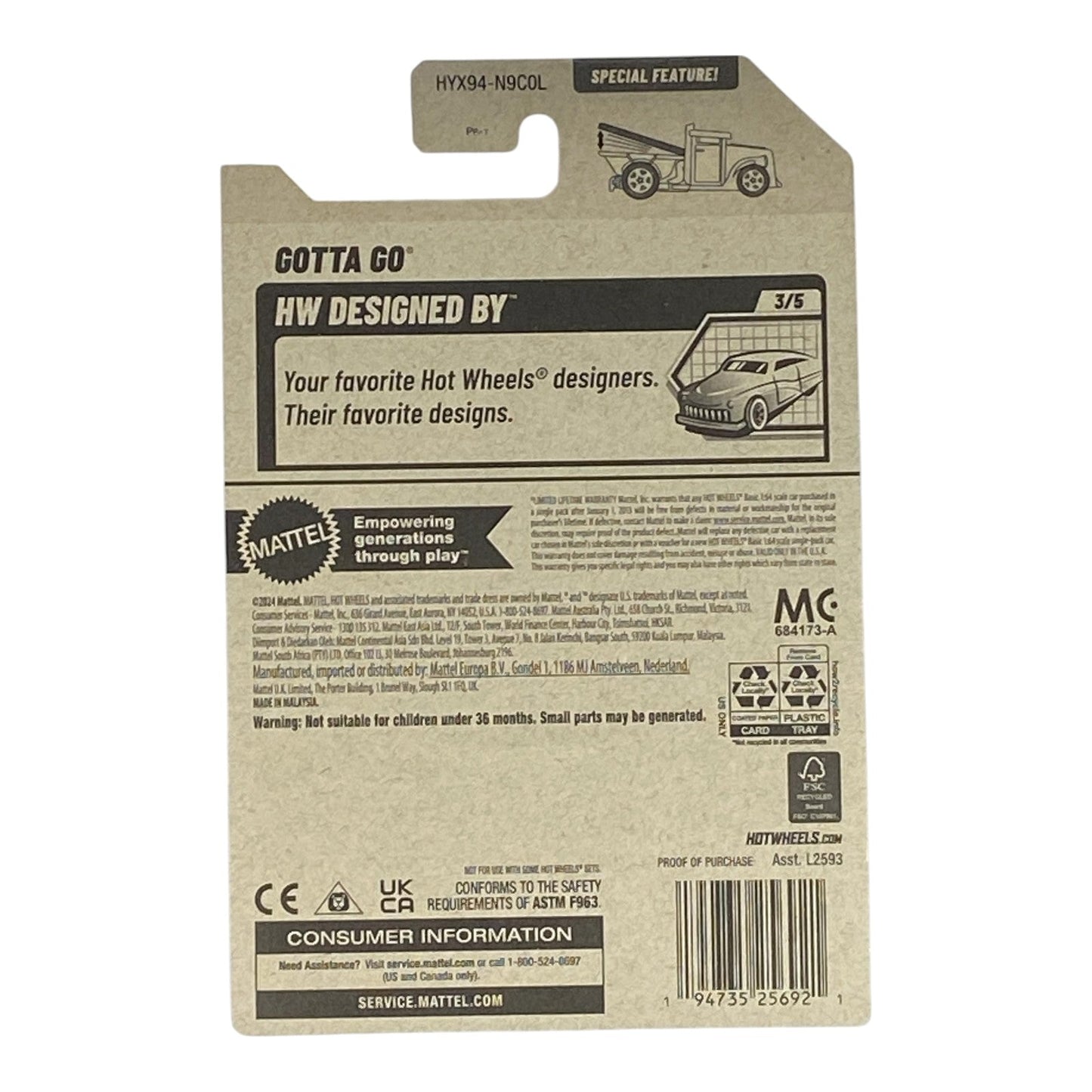 Hot Wheels Gotta Go Designed By 3/5