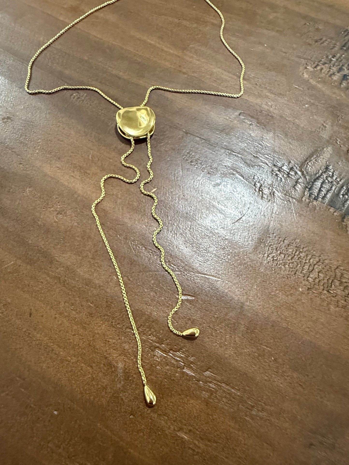 gold disc drop lariat
