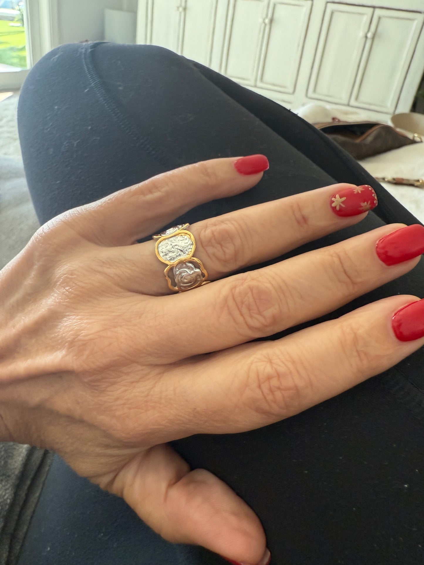 hammered mixed metal waterproof ring