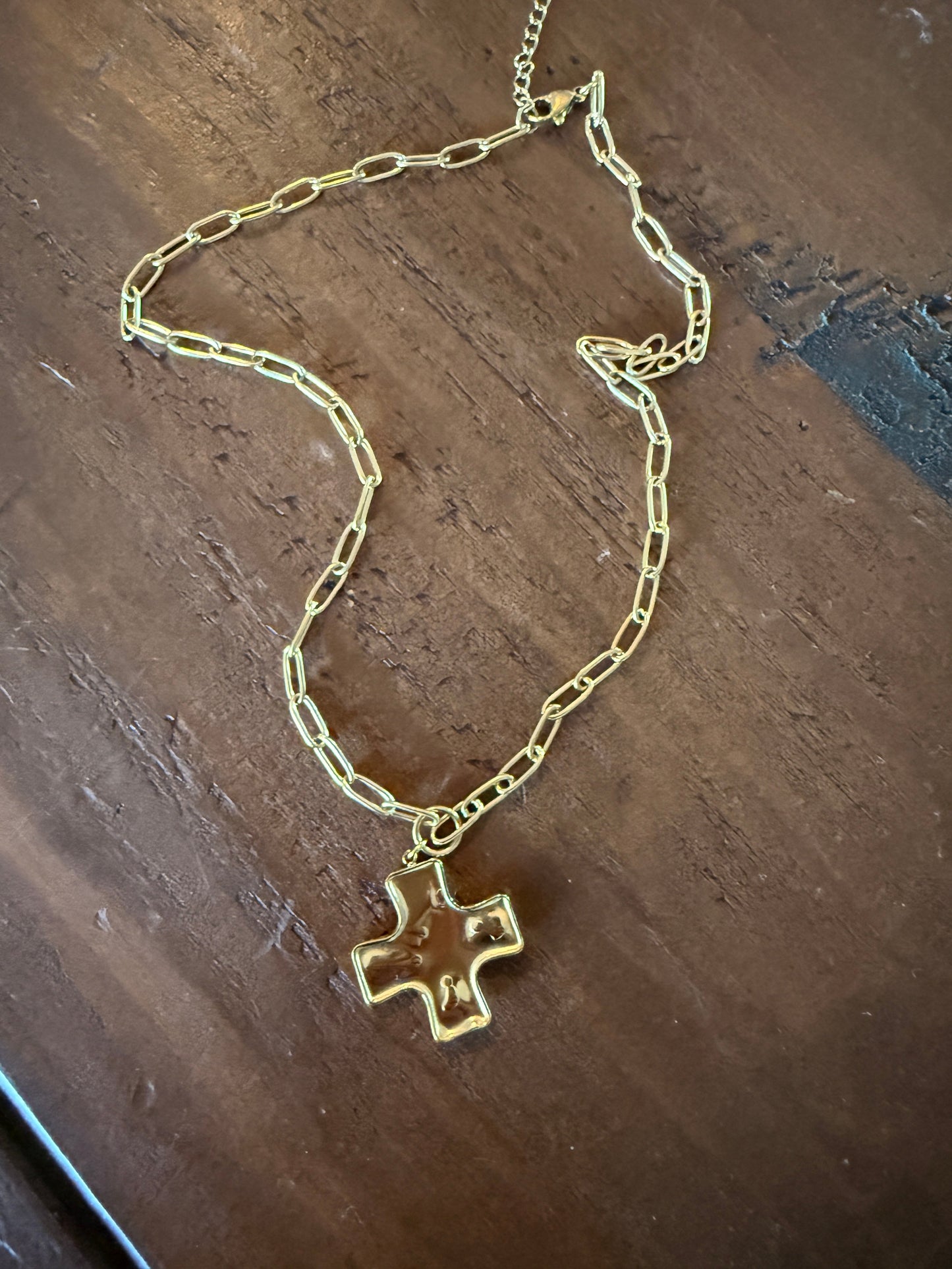 chunky hammered waterproof cross