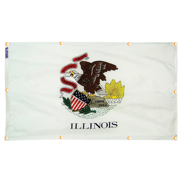 Illinois Flag with Grommets Along the Edges for Wall Hanging