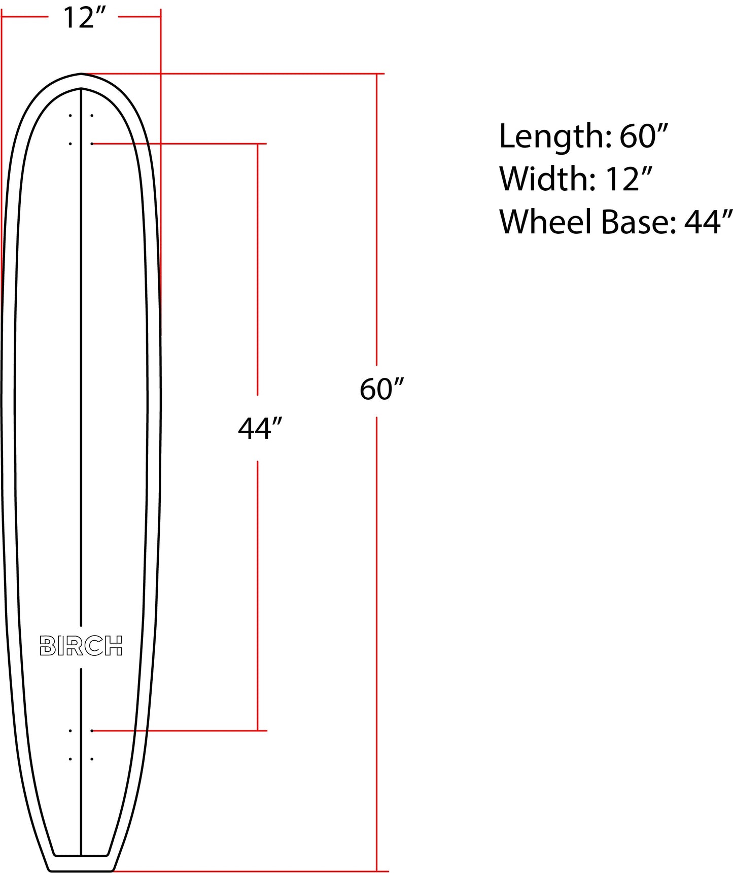 BIRCH 60" Longboard Skateboard - Complete Setup