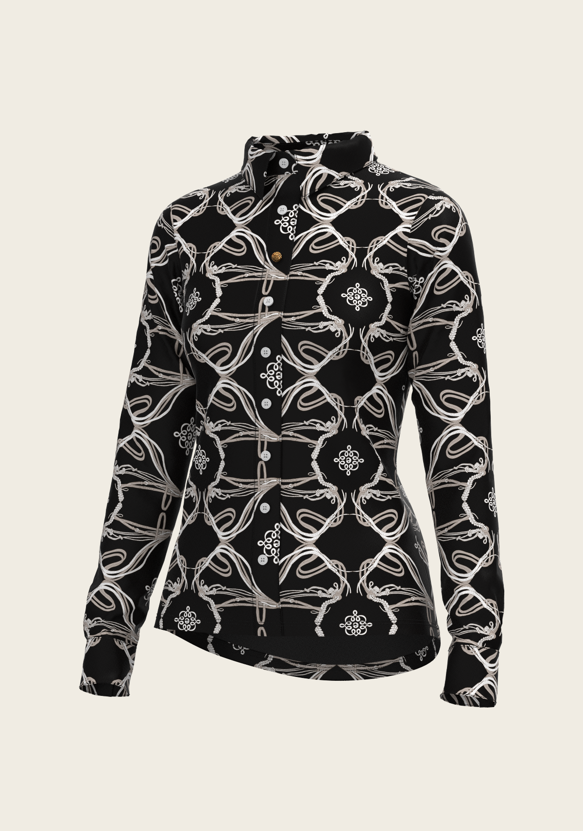 Roped Bridles on Black Ladies Button Shirt