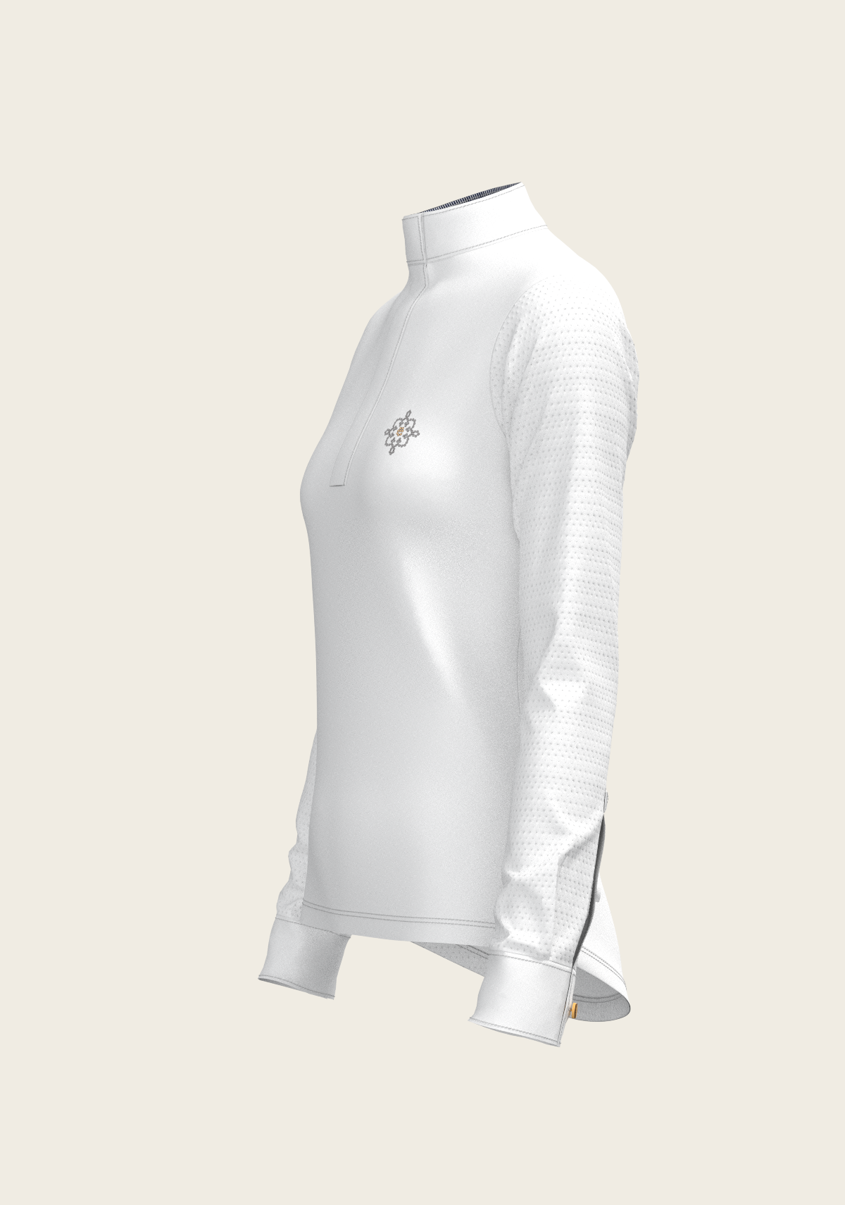 White with Navy Stripes Inner Details Long Sleeve Show Shirt