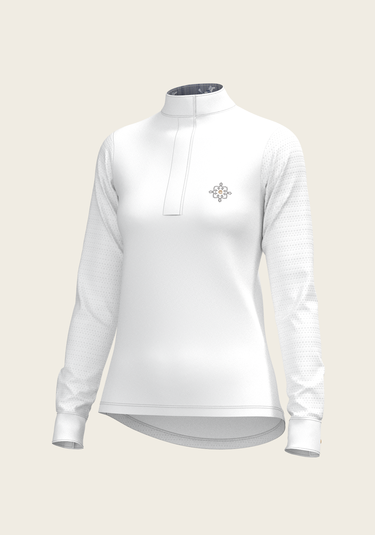 White with Navy Stripes Inner Details Long Sleeve Show Shirt