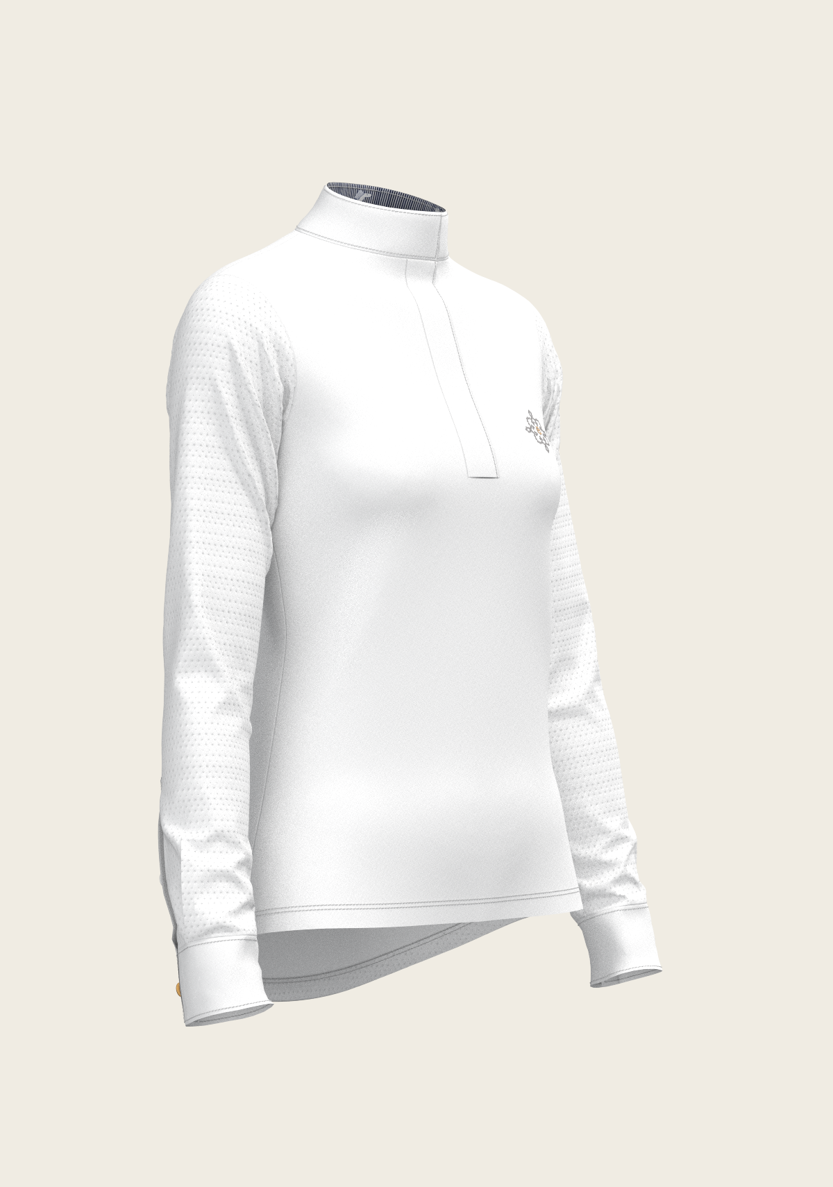 White with Navy Stripes Inner Details Long Sleeve Show Shirt
