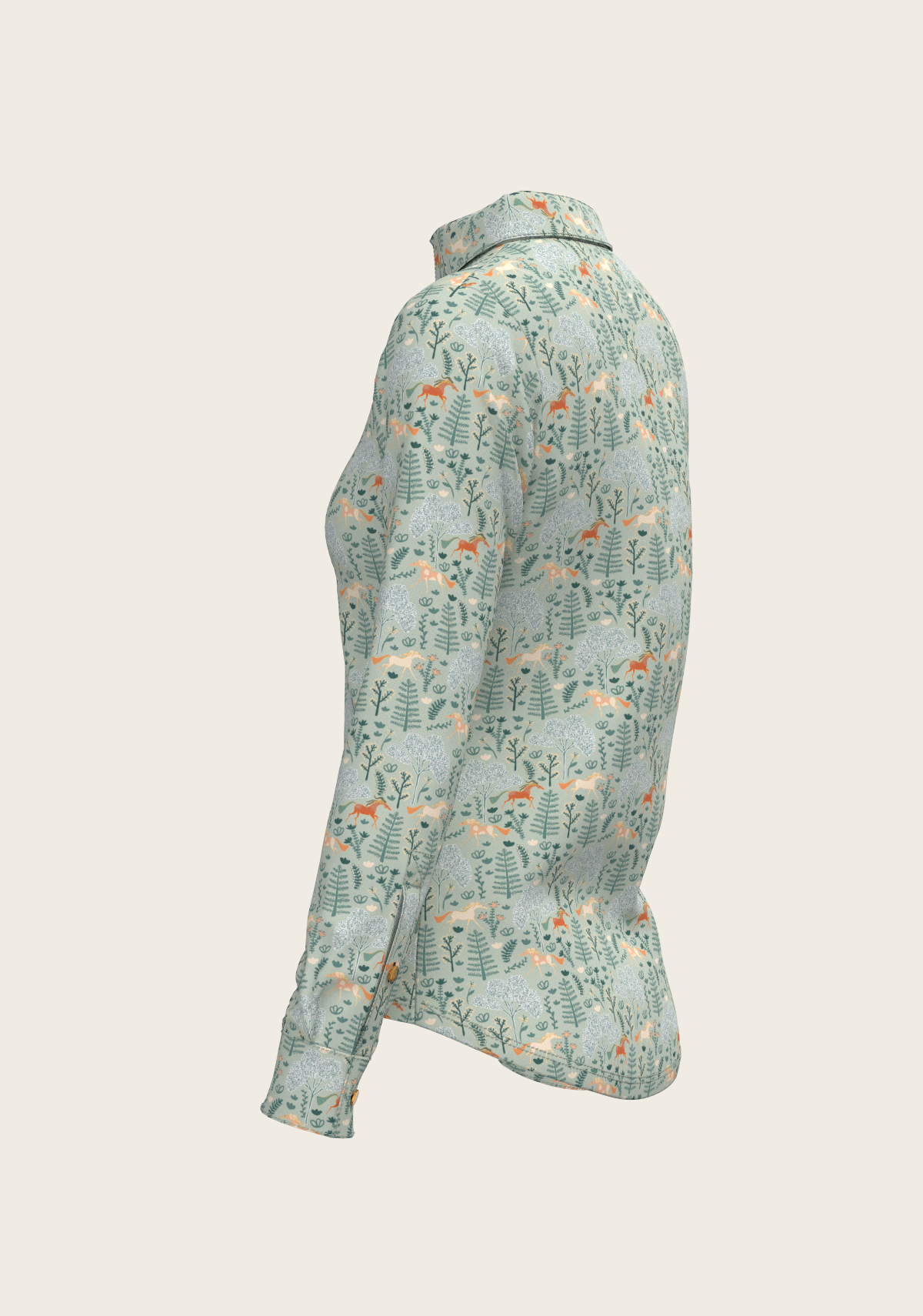 Forest on Lime Ladies Button Shirt
