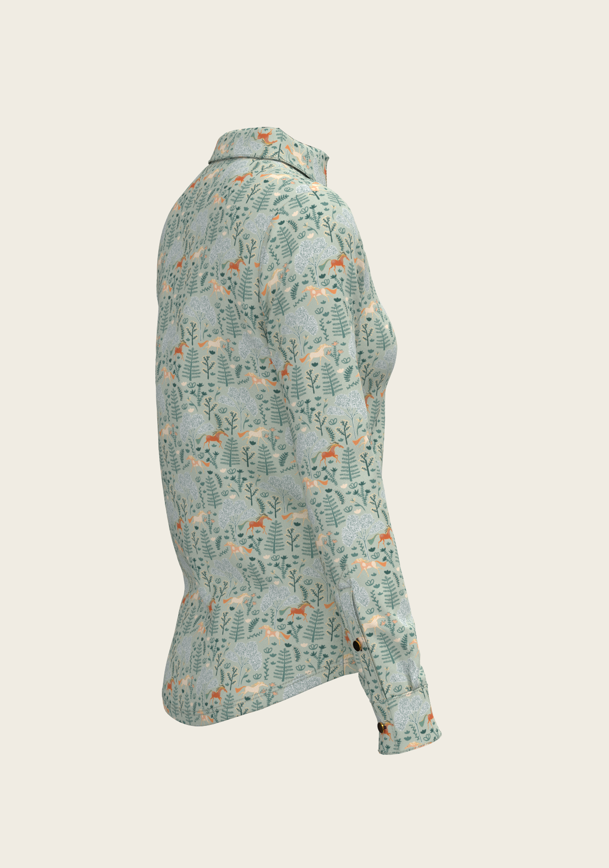 Forest on Lime Ladies Button Shirt