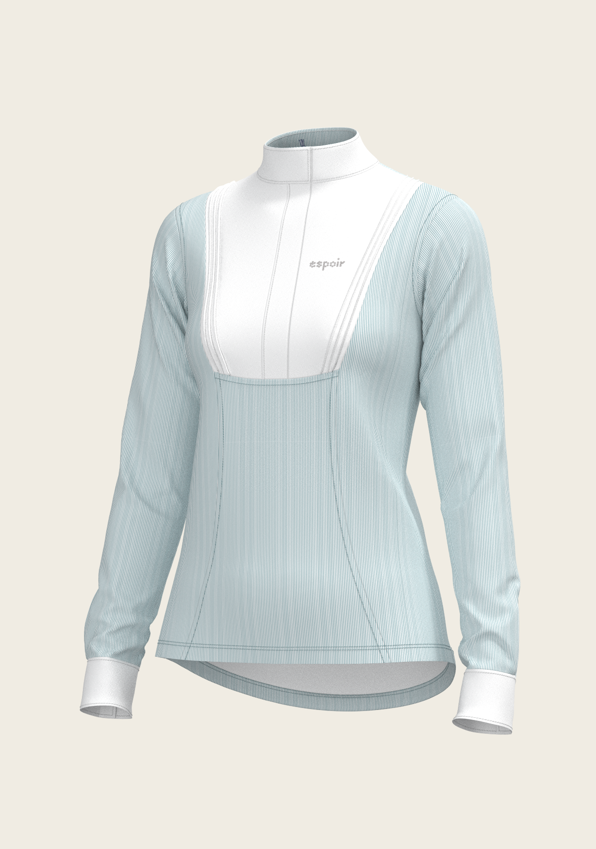 Stripes in Sky Blue Short Pleated Long Sleeve Show Shirt