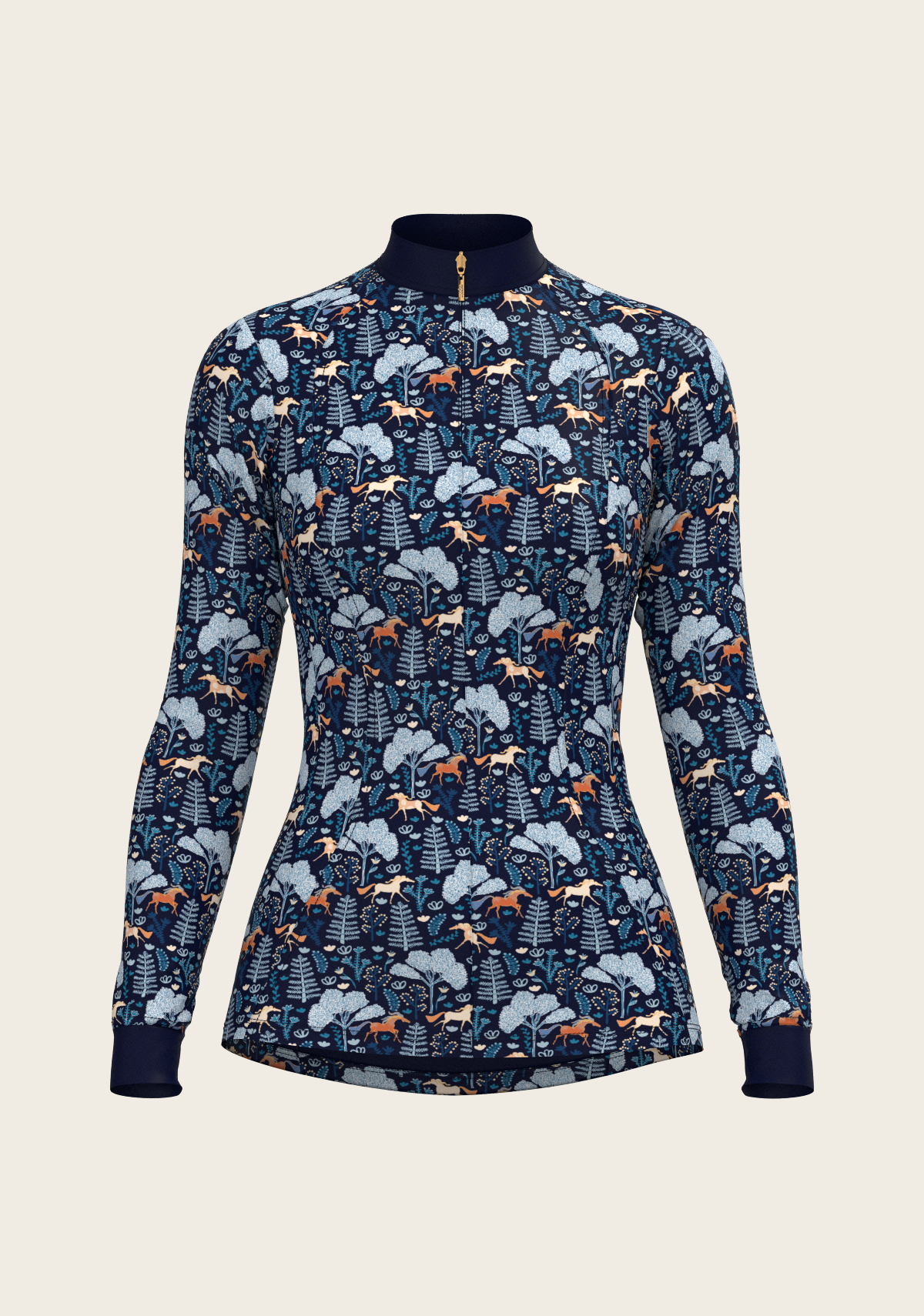 Forest on Navy Quarter Zip Sun Shirt