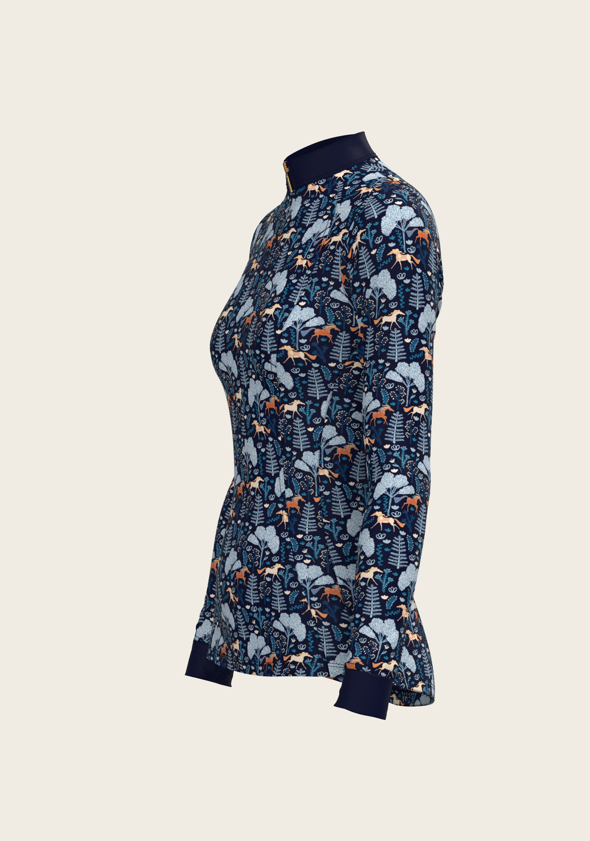 Forest on Navy Quarter Zip Sun Shirt