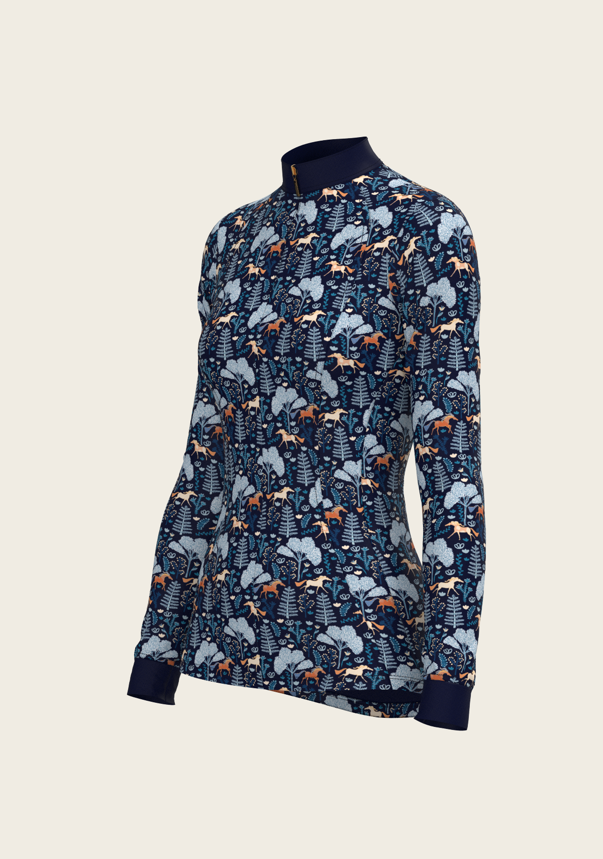 Forest on Navy Quarter Zip Sun Shirt