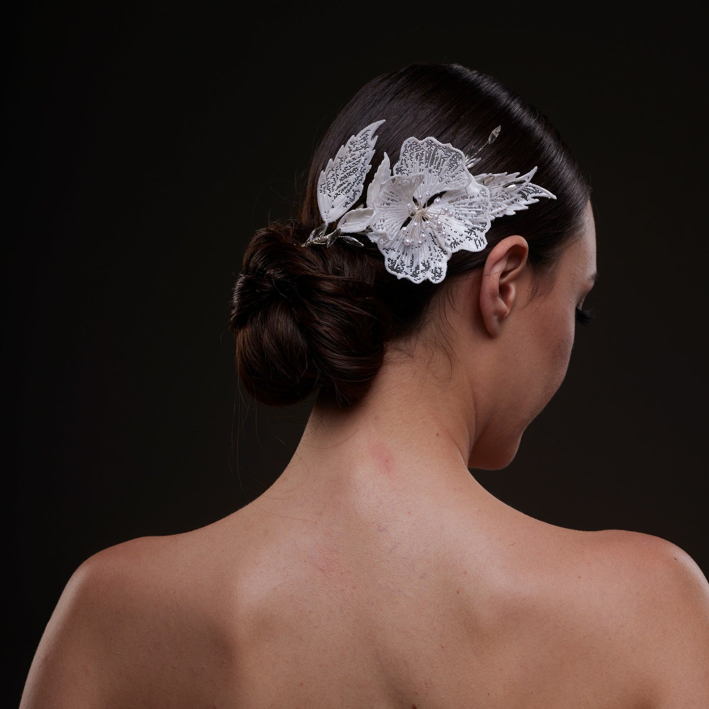 Bridal Flower & Leaf Side Comb