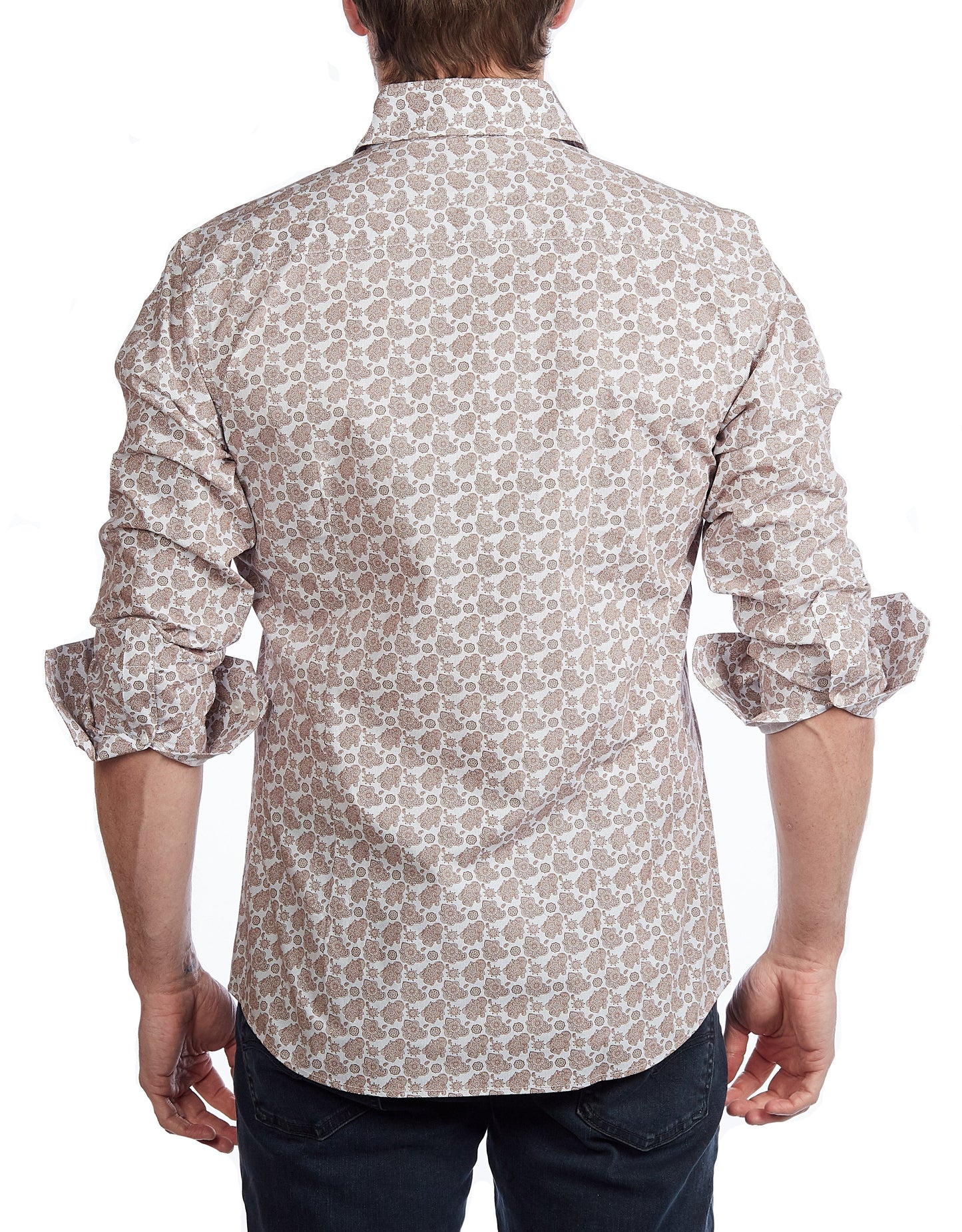 Lt Brown Paisley Shirt // Contemporary Fit - contrast trimming- final sale