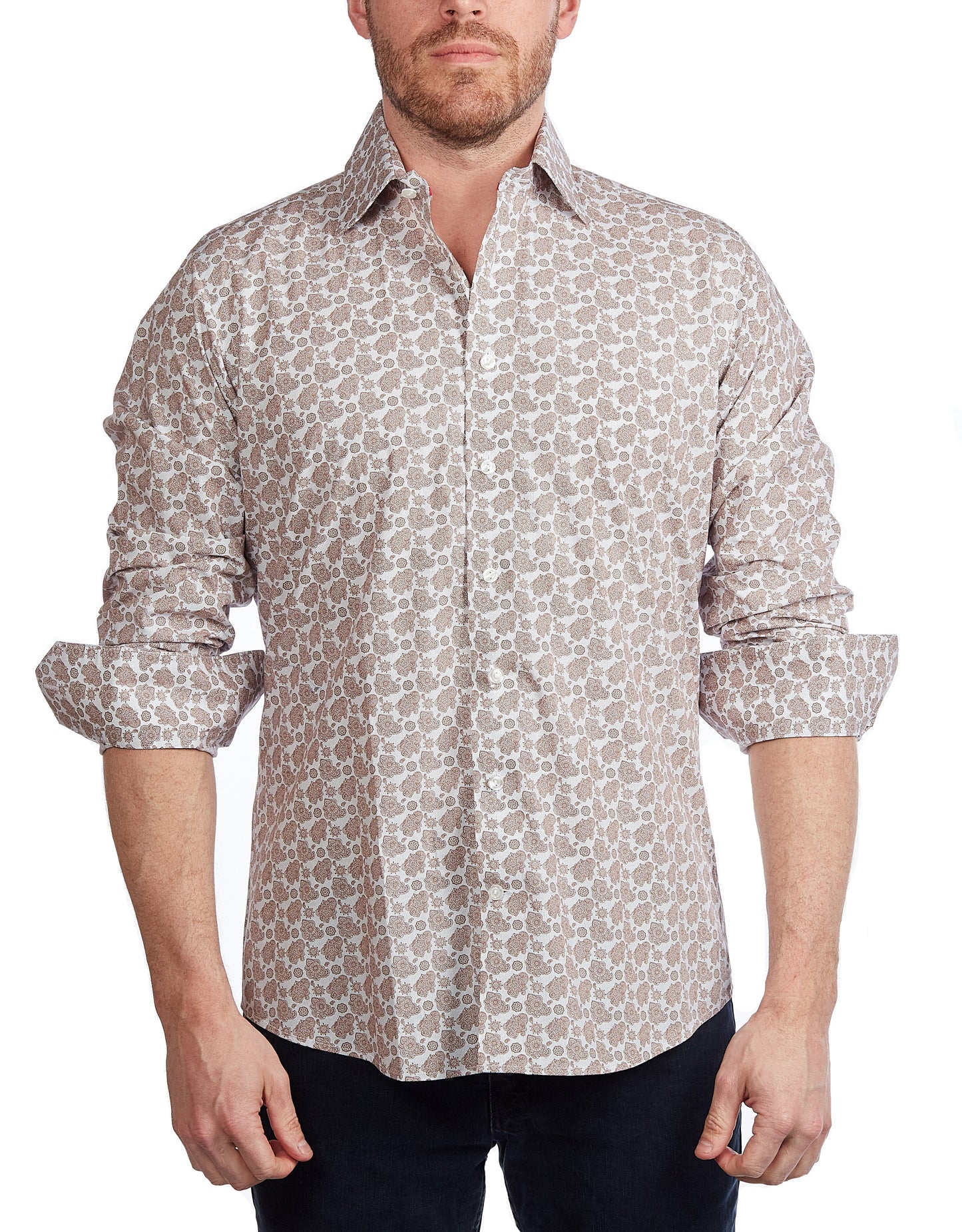 Lt Brown Paisley Shirt // Contemporary Fit - contrast trimming- final sale