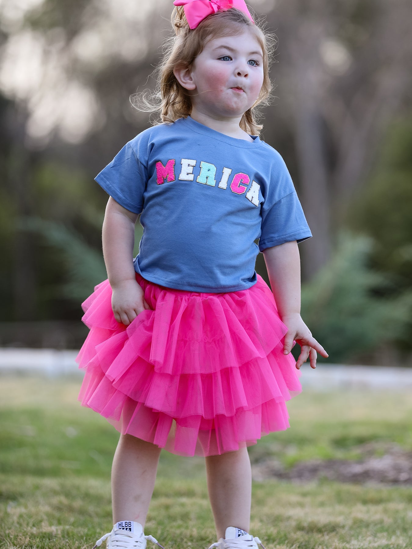 4th of july “MERICA”Top Girls Gauze Skirt