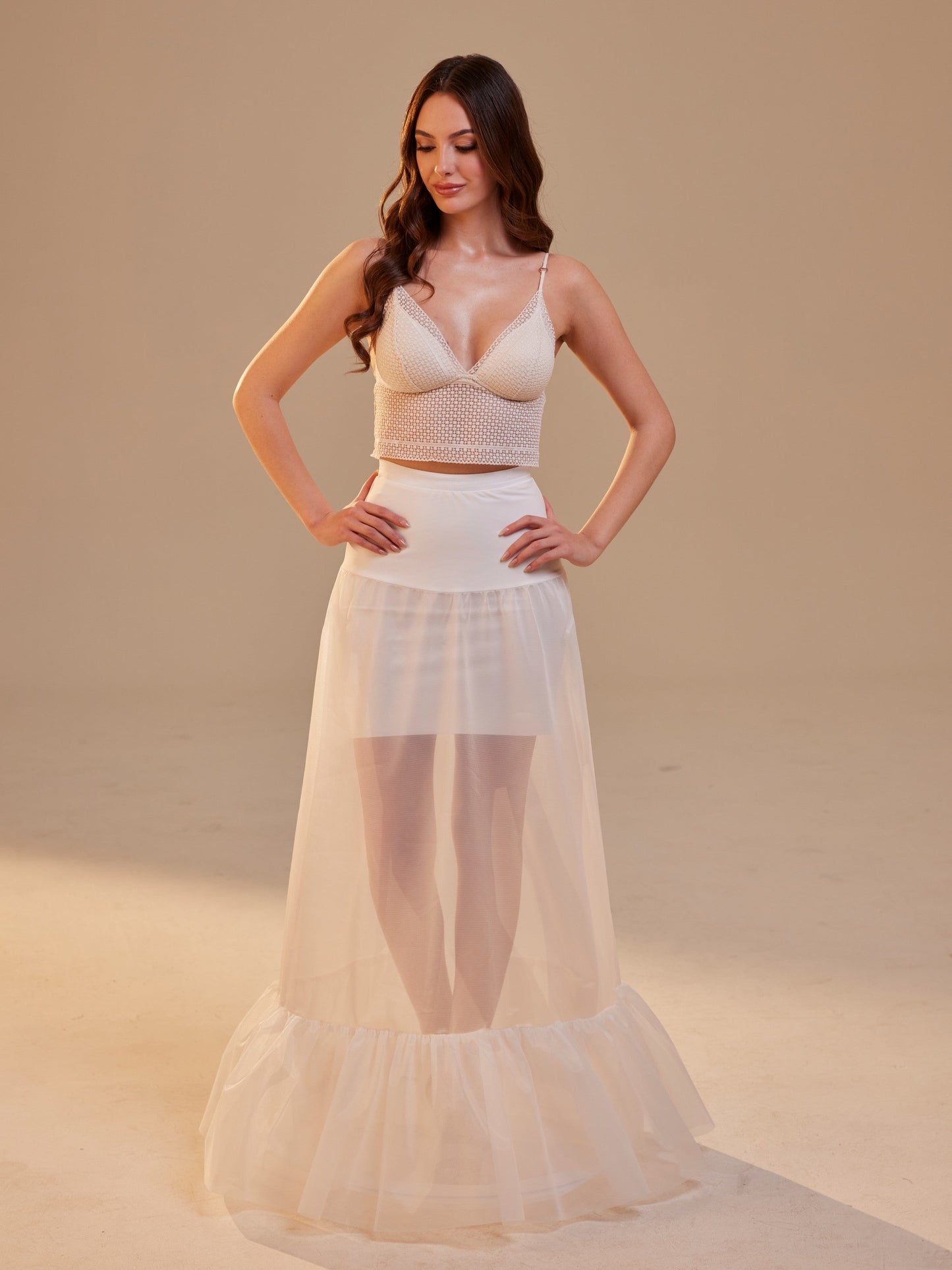 Mermaid Petticoat Skirt with Waist Corsage , Bridal Crinoline Slip