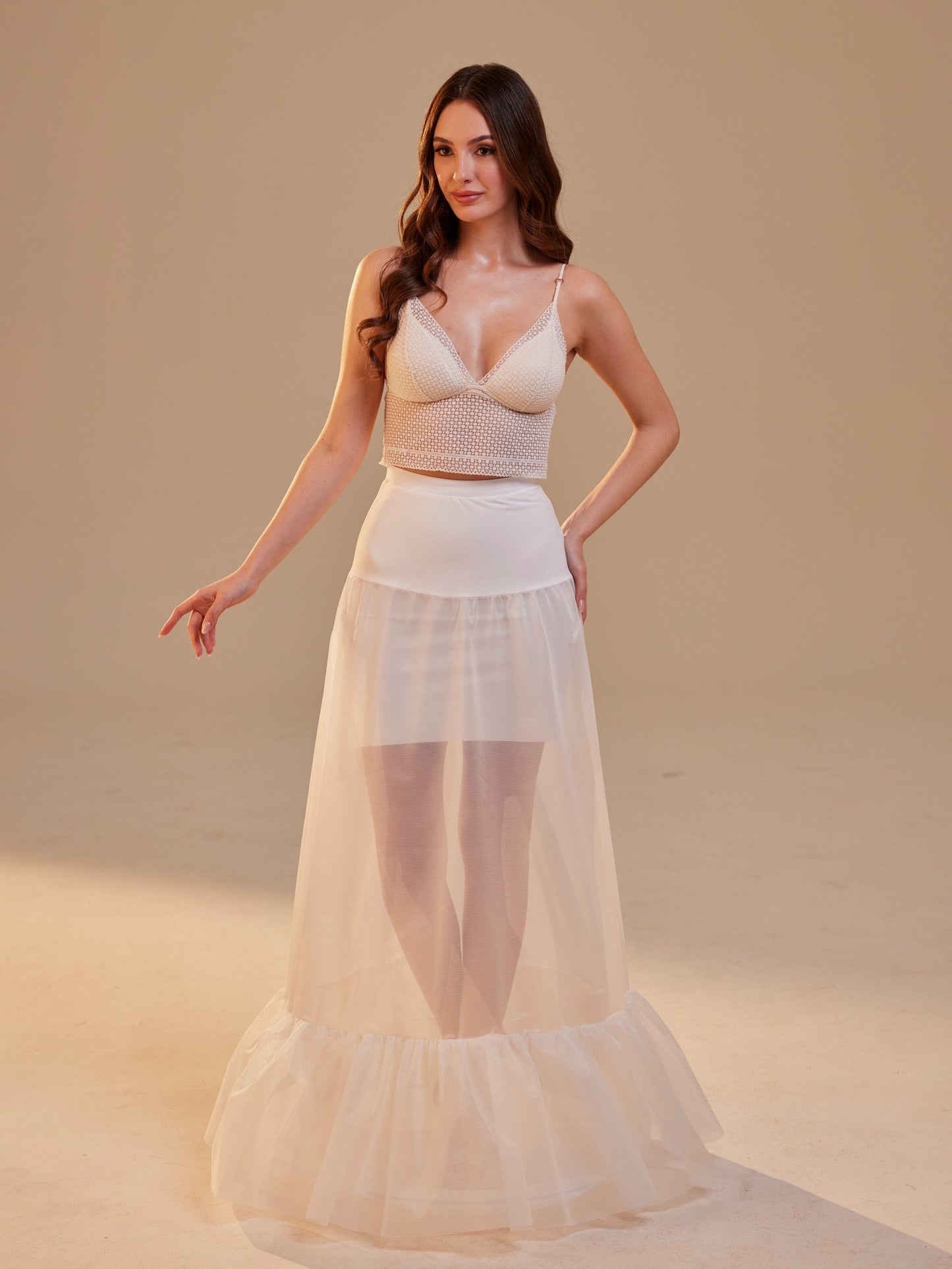 Mermaid Petticoat Skirt with Waist Corsage , Bridal Crinoline Slip