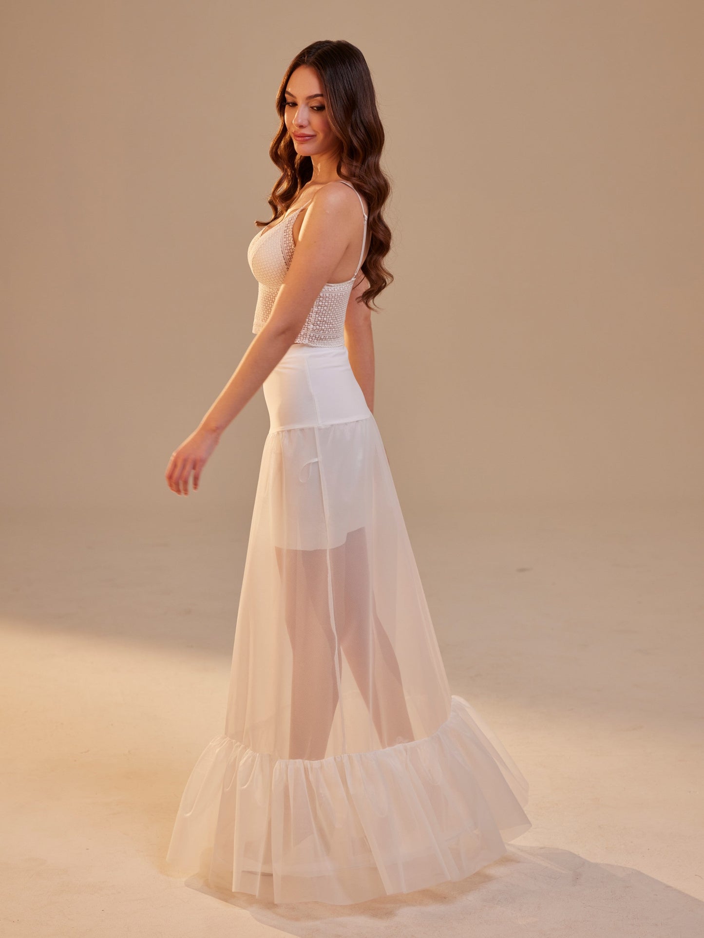 Mermaid Petticoat Skirt with Waist Corsage , Bridal Crinoline Slip
