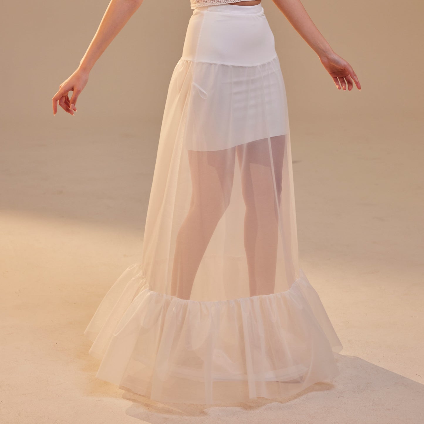 Mermaid Petticoat Skirt with Waist Corsage , Bridal Crinoline Slip
