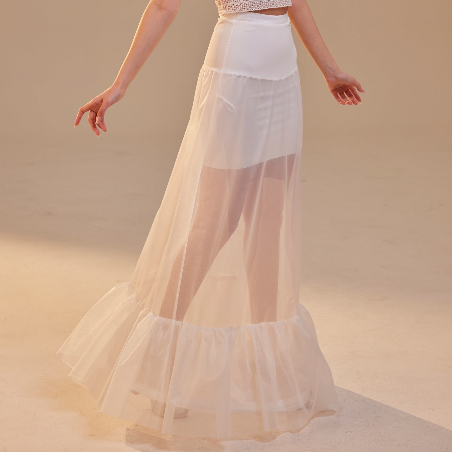Mermaid Petticoat Skirt with Waist Corsage , Bridal Crinoline Slip