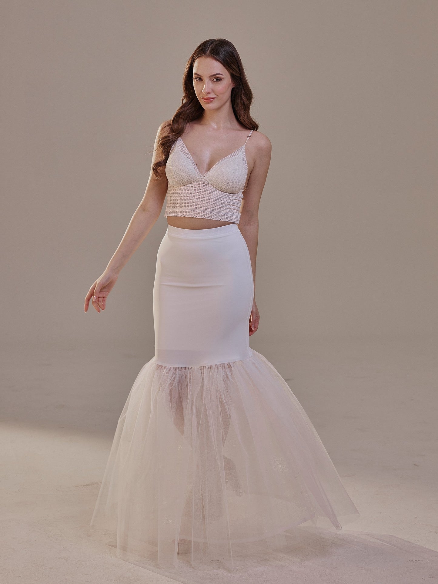 Mermaid Petticoat with Corsage and Hard Net Tulle Underskirt ,Wedding Crinoline with Petticoat Netting Fabric