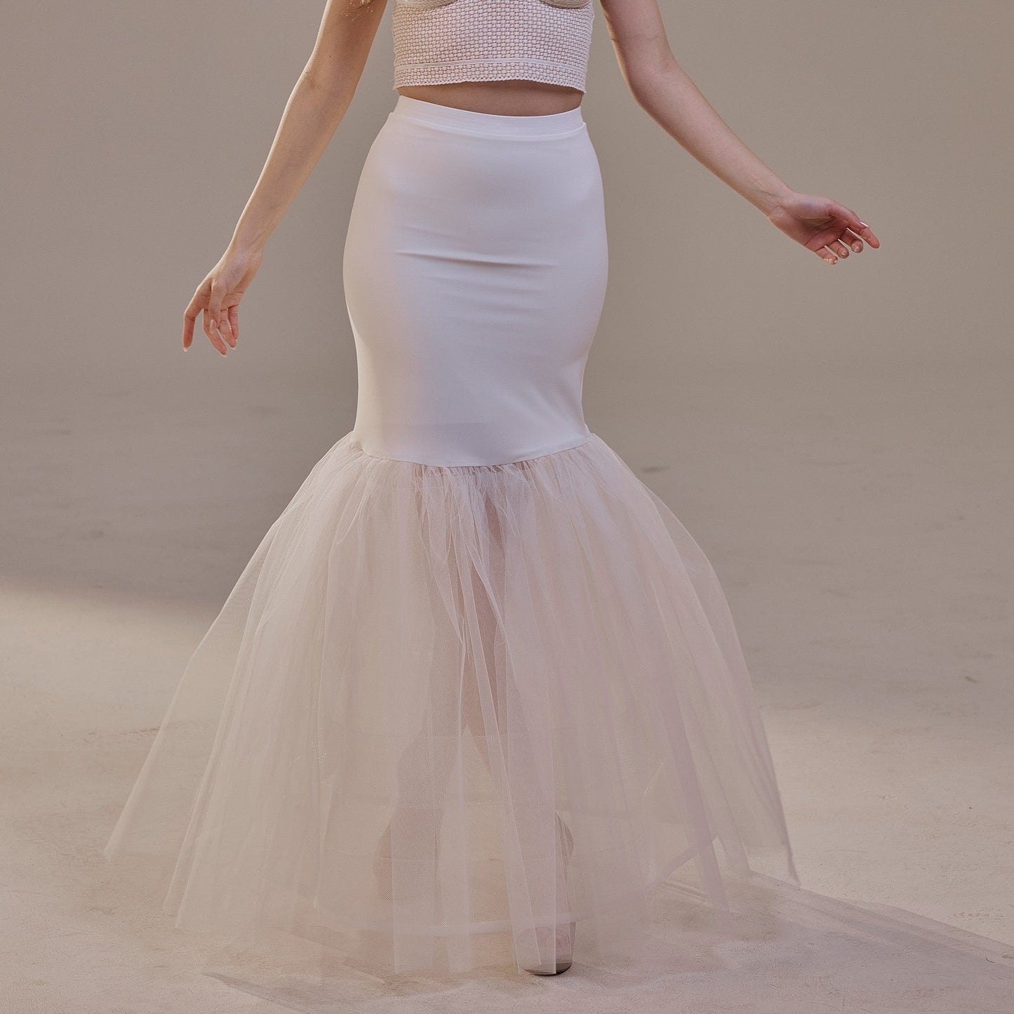 Mermaid Petticoat with Corsage and Hard Net Tulle Underskirt ,Wedding Crinoline with Petticoat Netting Fabric
