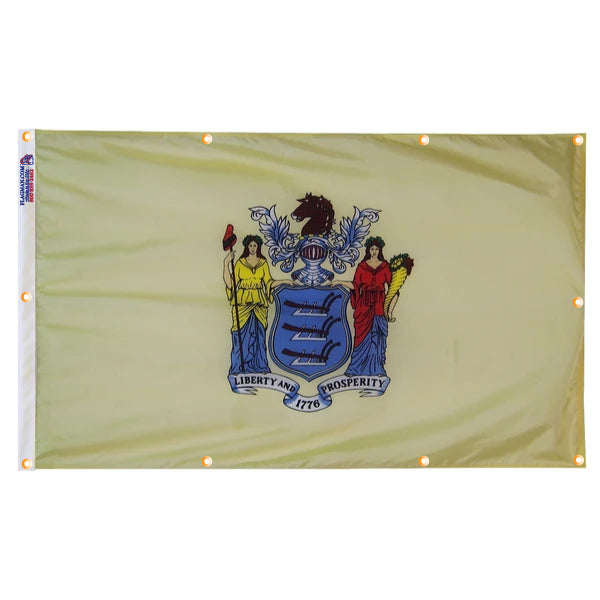 New Jersey Flag with Grommets Along the Edges for Wall Hanging