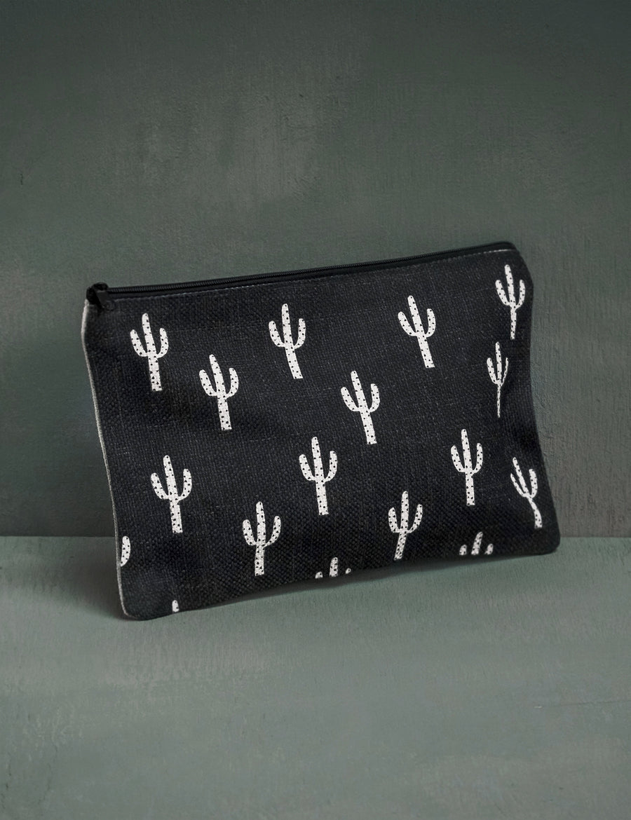 Black Saguaro Pouch, Stocking Stuffer, College Student Gift, Mother's Day Gift, Christmas Gift