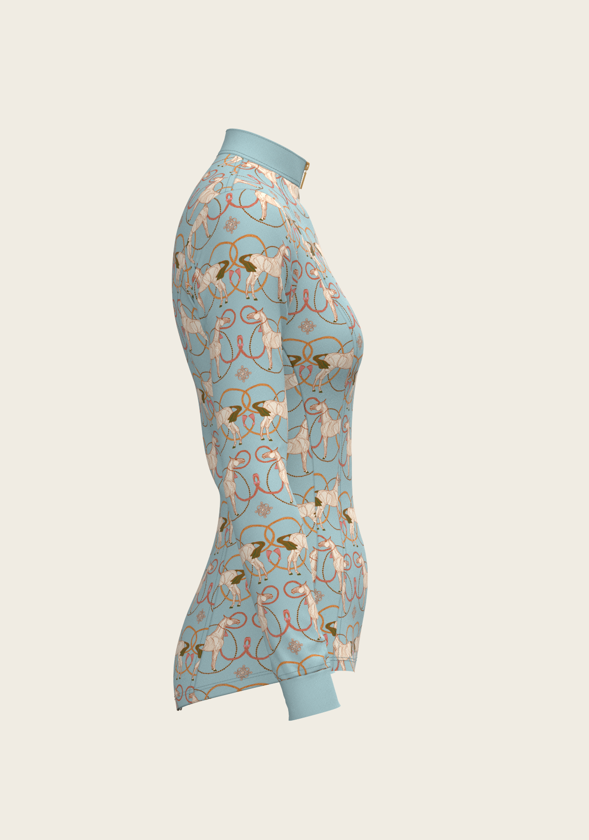Roped Horses on Sky Blue Quarter Zip Sun Shirt