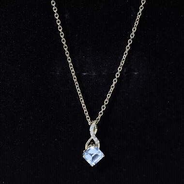 Cushion Cut Sky Blue Topaz Infinity Necklace with Silver Chain