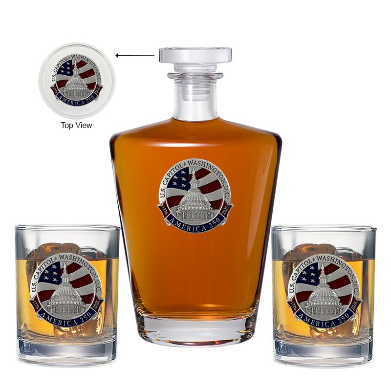 America's 250th Anniversary Capitol Dome Royal Decanter with 2 Glasses
