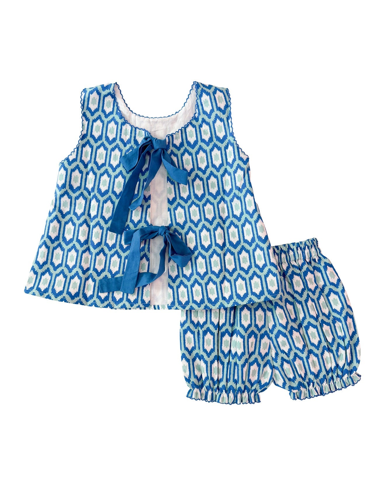 Blue Ikat Bloomer Set- FINAL SALE