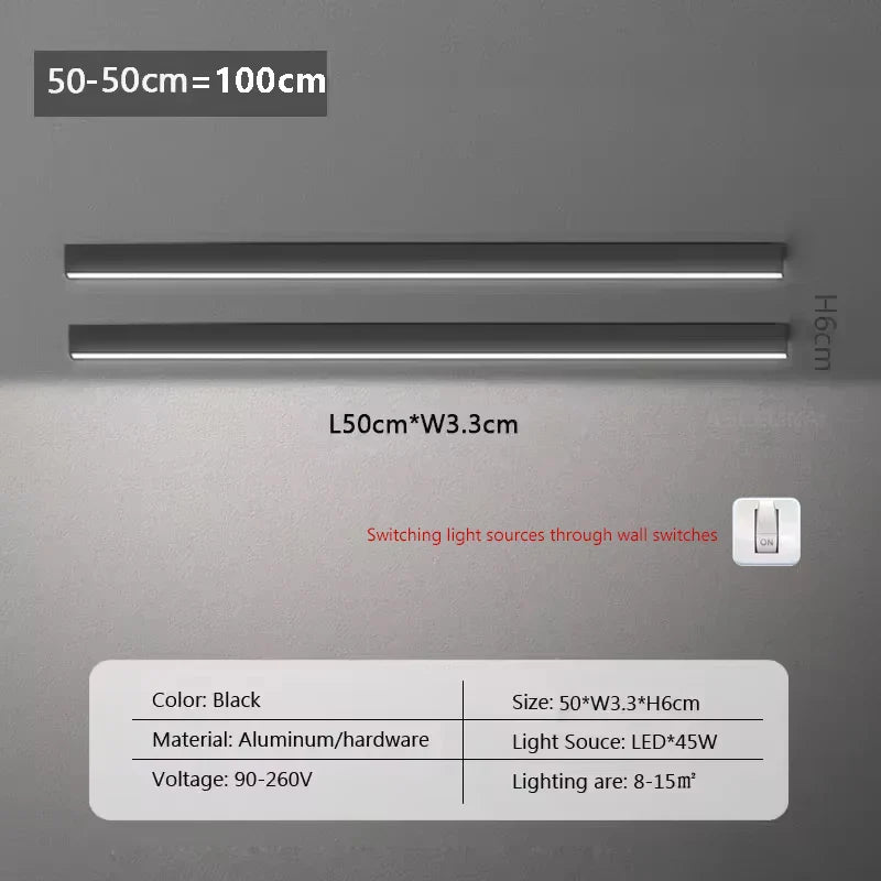 Long LED Strip Ceiling Light Floodlight For Bedroom Dining Living Room Cloakroom Minimalist Led Ceiling Lamp Indoor Decoration