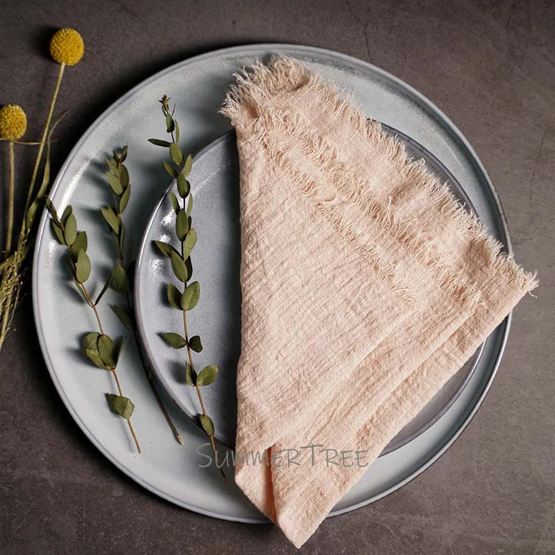 10pcs Large Napkins 41x41cm Rustic Cotton Gauze Napkin Muslin Tea Towel Dinner Retro Cheesecloth Wedding Party Linen Decor