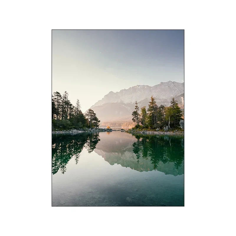 Nature Landscape Picture Wall Art Silk Painting Nordic Modern Scenery Art Home Decor Poster and Print for Living Room Design