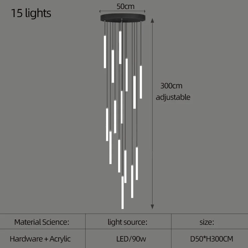 Staircase LED Chandelier Large Lamp