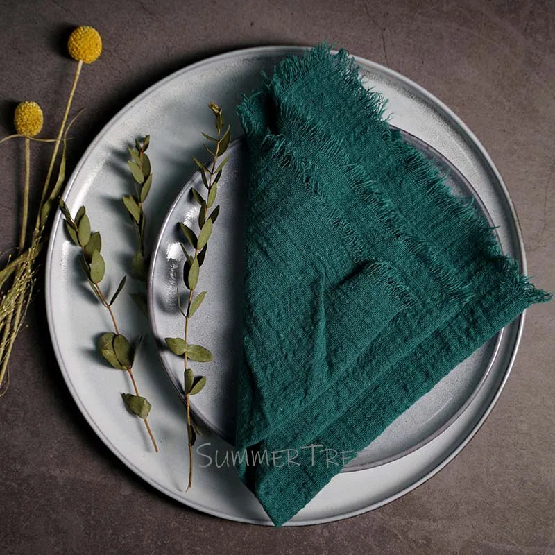 10pcs Large Napkins 41x41cm Rustic Cotton Gauze Napkin Muslin Tea Towel Dinner Retro Cheesecloth Wedding Party Linen Decor
