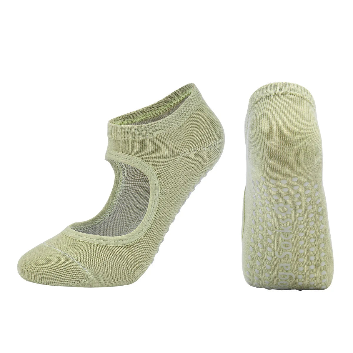 Silicone Non-slip Yoga Socks Backless Breathable Cotton Indoor Dance Sports Socks Casual Solid Color Professional Pilates Socks