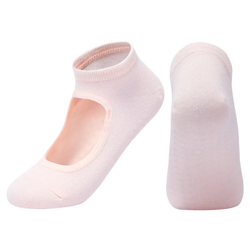 Silicone Non-slip Yoga Socks Backless Breathable Cotton Indoor Dance Sports Socks Casual Solid Color Professional Pilates Socks