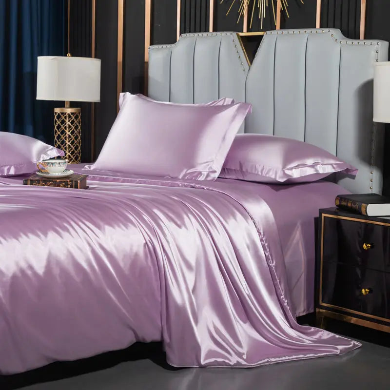 WOSTAR Satin rayon white duvet cover 220x240 summer luxury double bed couple quilt cover bedding queen king size comforter set