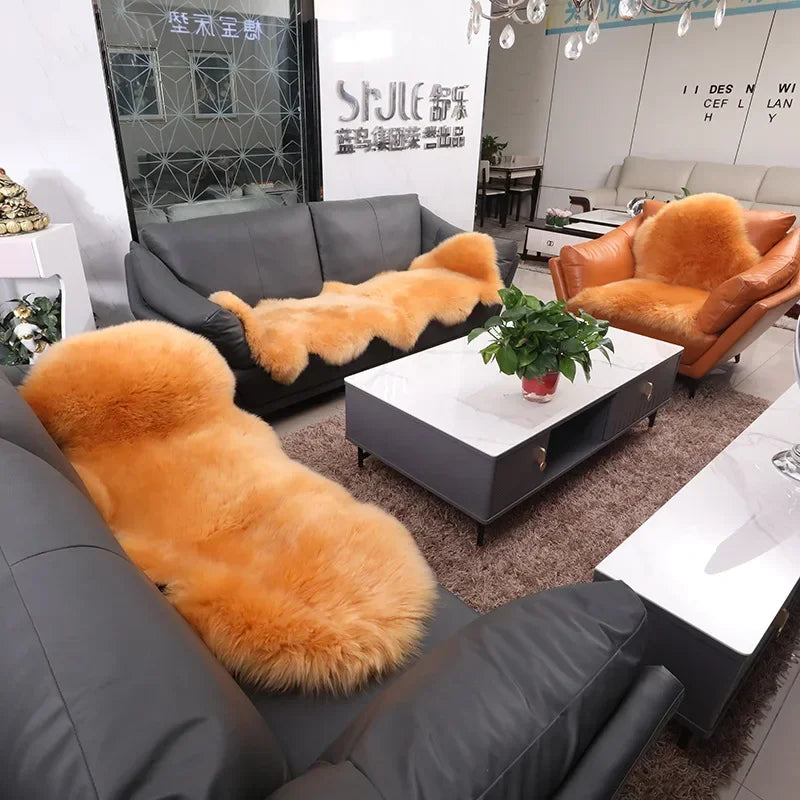 Real Sheepskin Rug Luxury Australian Soft Small Sheepskin Wool Carpet Mat Sofa Cushion Real Fur Blanket Floor Lambskin Carpet