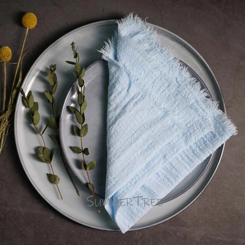 10pcs Large Napkins 41x41cm Rustic Cotton Gauze Napkin Muslin Tea Towel Dinner Retro Cheesecloth Wedding Party Linen Decor