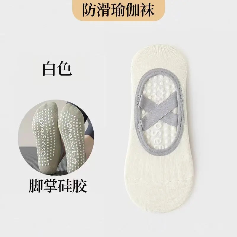 Thin Cotton Breathable Short Non-slip Cross Strap Yoga Socks Pilates Socks Indoor Fitness Dance Training Sports Floor Socks