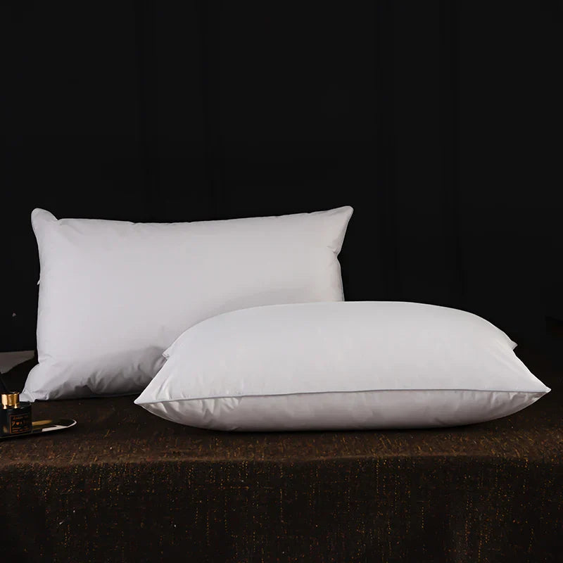 2pcs White Goose Down Feather Pillow for Sleeping Soft Bed Pillow with 100% Cotton Shell Standard Queen Size Back, Side Sleeper