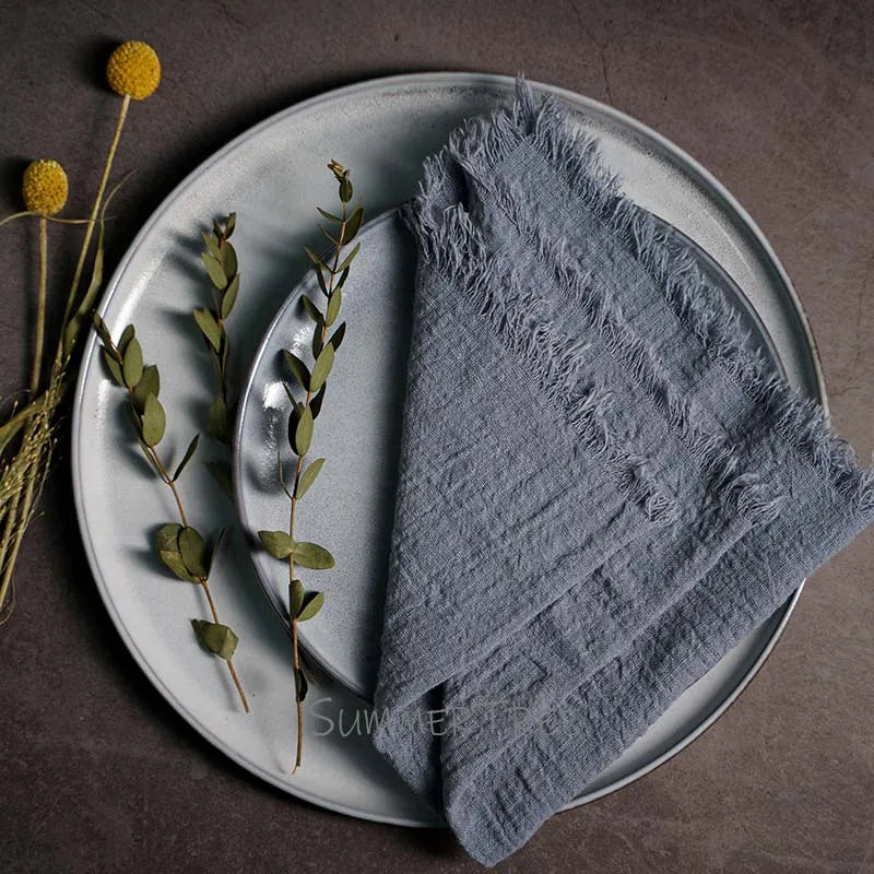 10pcs Large Napkins 41x41cm Rustic Cotton Gauze Napkin Muslin Tea Towel Dinner Retro Cheesecloth Wedding Party Linen Decor