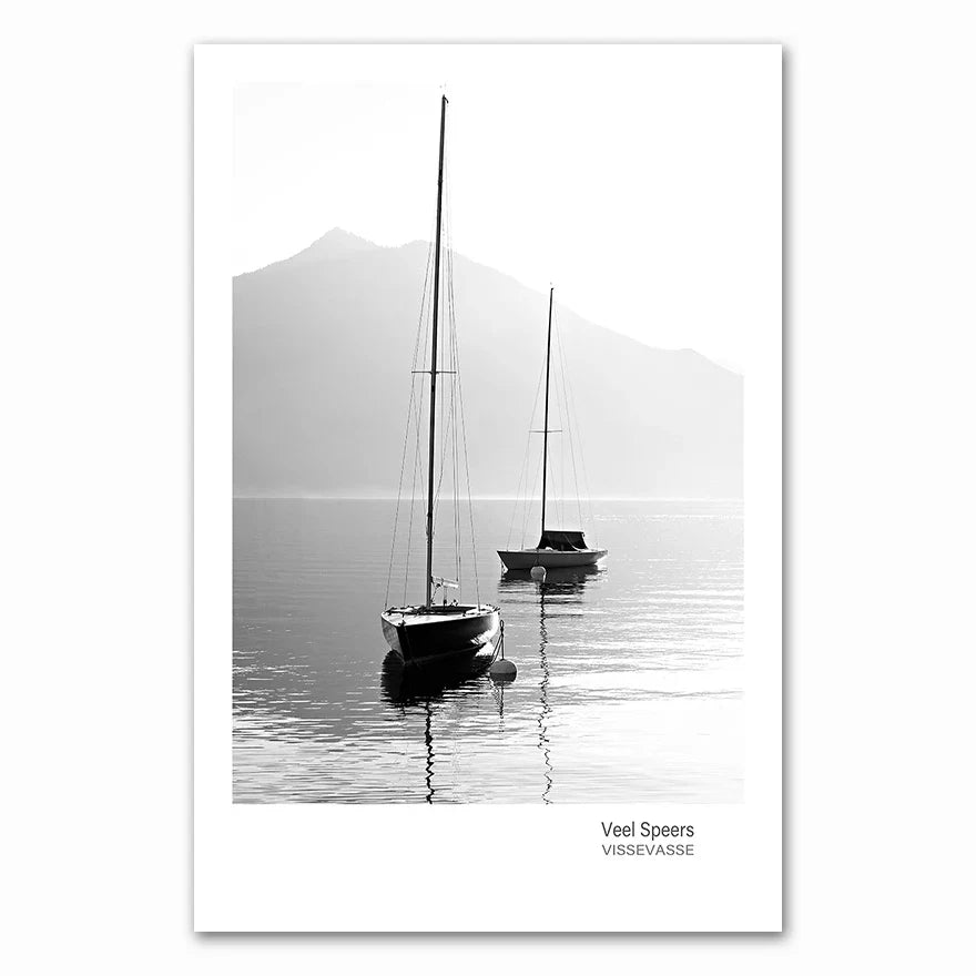 Scandinavian Landscape Canvas Nordic Style Lake Boat Forest Nature Wall Art Print Painting Decoration Pictures Home Decor
