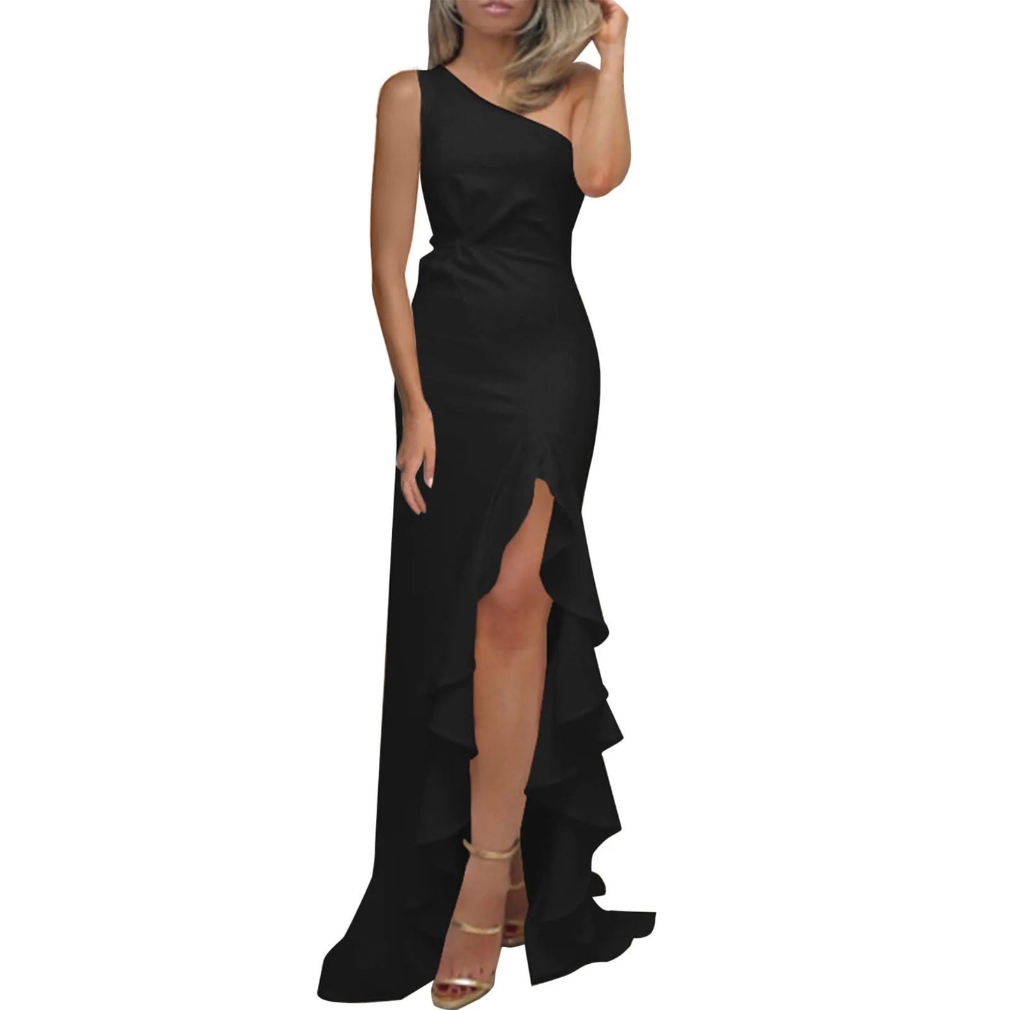 Slash Neck Ruched Bodycon Evening Dress