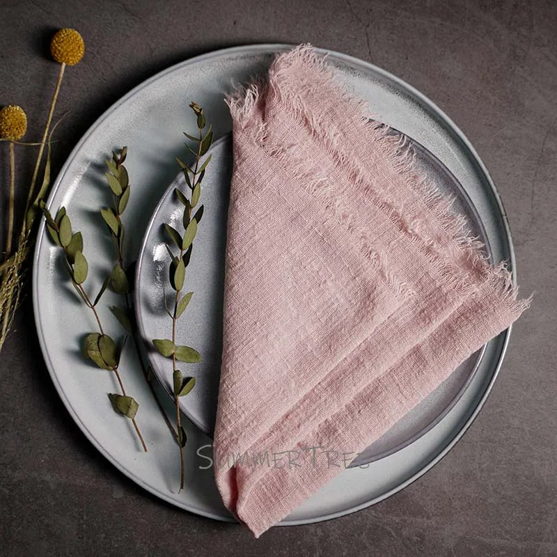 10pcs Large Napkins 41x41cm Rustic Cotton Gauze Napkin Muslin Tea Towel Dinner Retro Cheesecloth Wedding Party Linen Decor