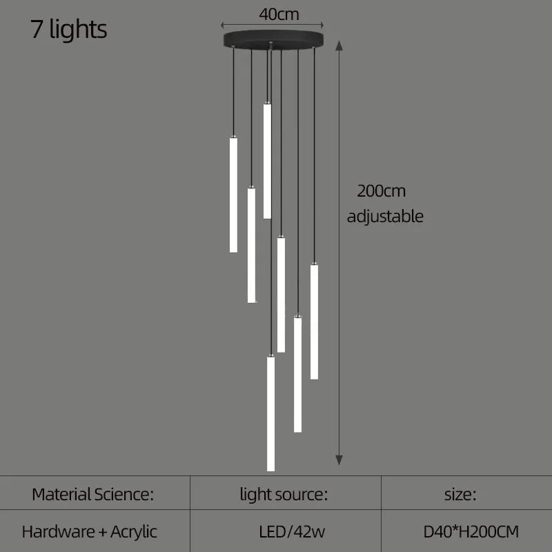 Staircase LED Chandelier Large Lamp